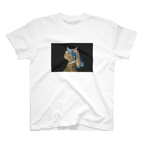 絵画シリーズ 真珠の耳飾りの猫 Regular Fit T-Shirt