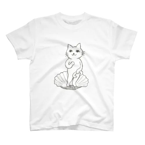 猫のヴィーナスの誕生（単体・グレー） スタンダードTシャツ