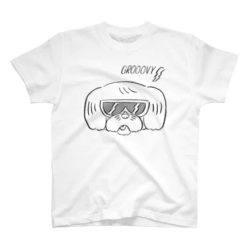GROOOVYドッグ：ブラック スタンダードTシャツ