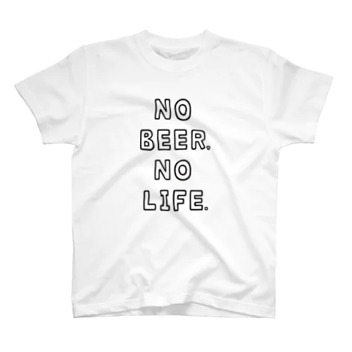 NO BEER, NO LIFE. ビール 酒ロゴ スタンダードTシャツ