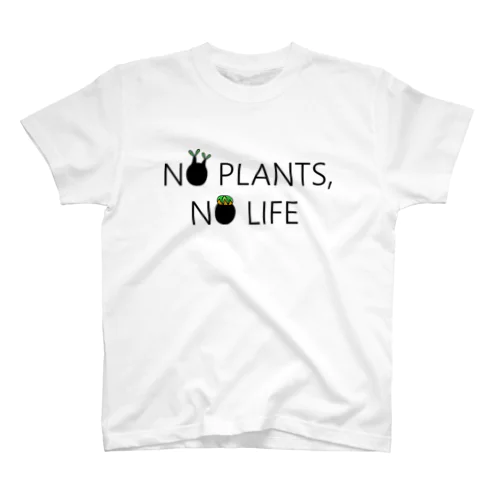 ノープランツ、ノーライフ　BLACKFONT Ver.　clothes Regular Fit T-Shirt