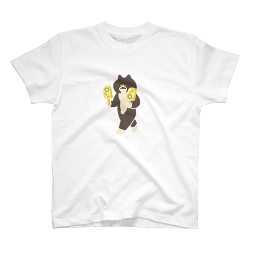 【中】トロピカルアイスをワイルドに運ぶねこ Regular Fit T-Shirt