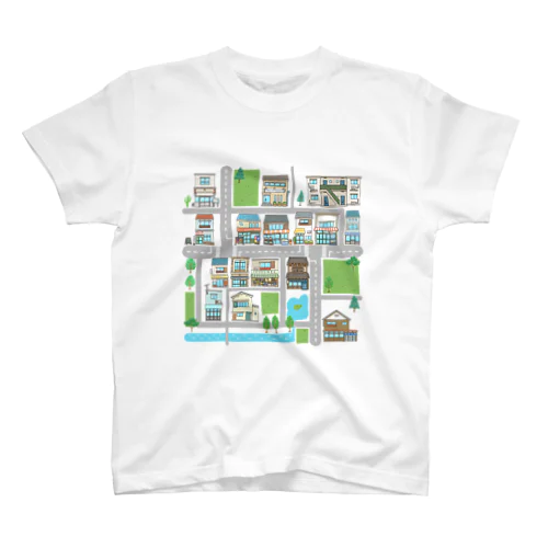 建物たくさんイラストマップ スタンダードTシャツ