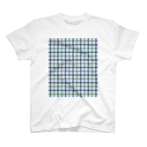 チェック柄 ブルー&グリーン Regular Fit T-Shirt
