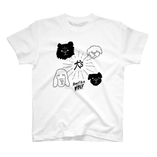 犬ズ (心はオオカミ) Paint It Black Regular Fit T-Shirt