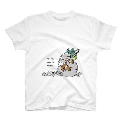 作曲するギターねこ Regular Fit T-Shirt