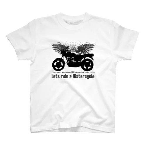 バイクに乗ろうぜ！2（黒シルエットVer） Regular Fit T-Shirt