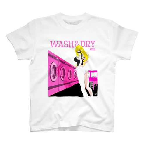 WASH & DRY 洗濯 ギャル 0570 ピンク ランドリー ガールズイラスト Regular Fit T-Shirt