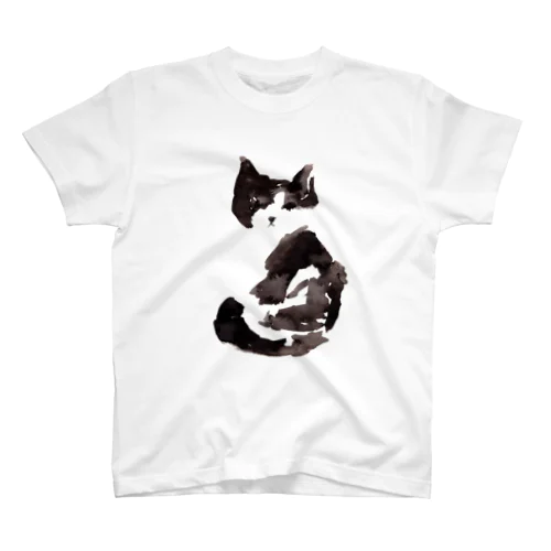 墨猫その1（ハチワレ） 티셔츠
