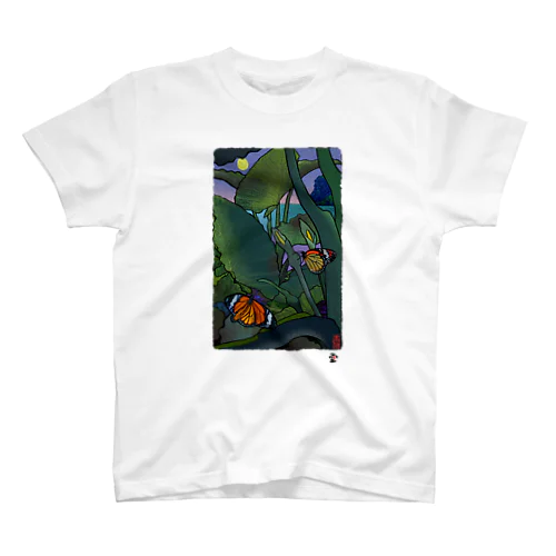 「くわずいもと蝶」琉球デジタル版画Tシャツ　TY0069D スタンダードTシャツ