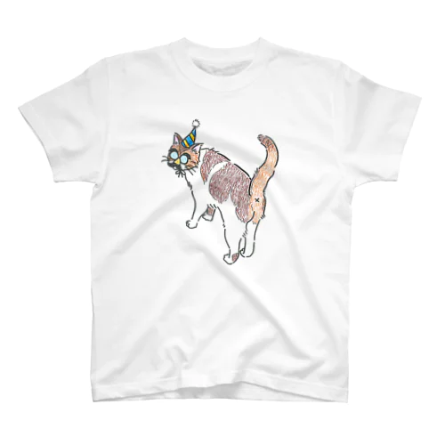 宴を楽しむ猫(浮かれ鼻メガネ) スタンダードTシャツ