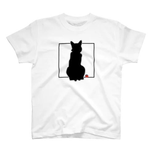 ロシアンブルー銀　「猫座りシルエット」 Tシャツ スタンダードTシャツ