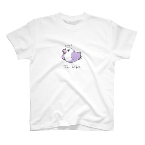 アングリーラブバード　白多めパステルバイオレットボタンインコ スタンダードTシャツ