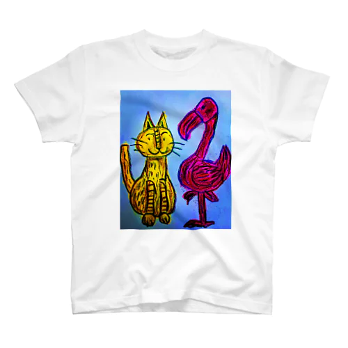猫とフラミンゴ スタンダードTシャツ