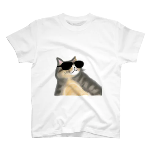 サングラスをかけた太った猫_01 Regular Fit T-Shirt