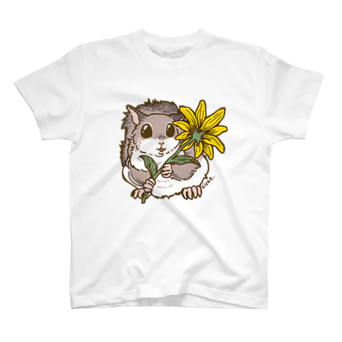 一輪のお花とアメリカモモンガ スタンダードTシャツ