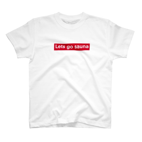 Lets go sauna/レッツゴーサウナ(ロゴ白赤枠) Regular Fit T-Shirt