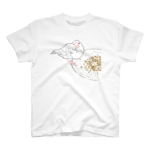 もぐもぐ文鳥さん 線画 Regular Fit T-Shirt