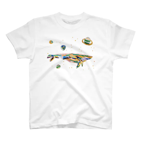 【全盲の絵描き】colorful whale 背景なし Regular Fit T-Shirt