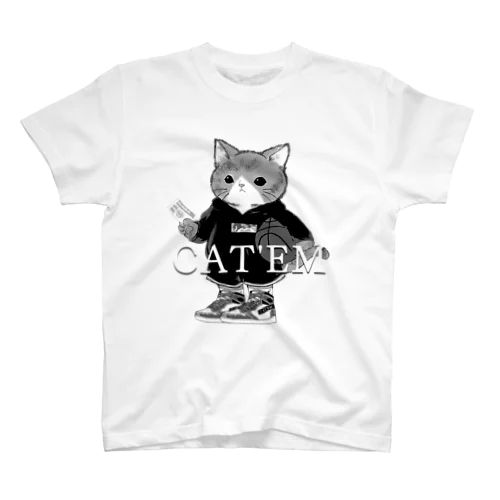 BASKE CAT 'Shadow'　スニーカーを履いた猫のブランド Regular Fit T-Shirt