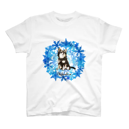 冬のリース　雪の結晶　チワワ スタンダードTシャツ