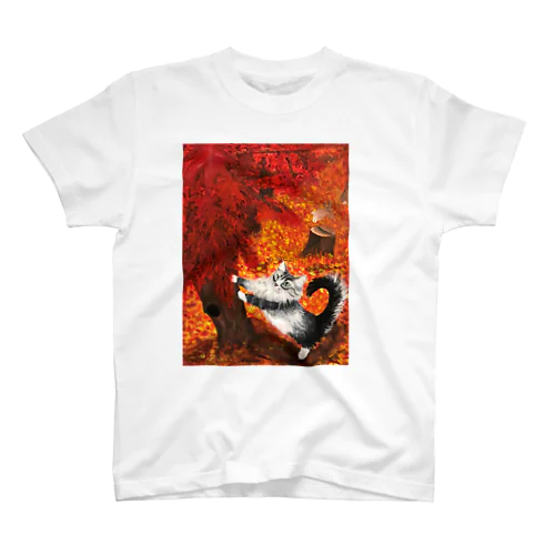 紅葉と長毛猫 スタンダードTシャツ