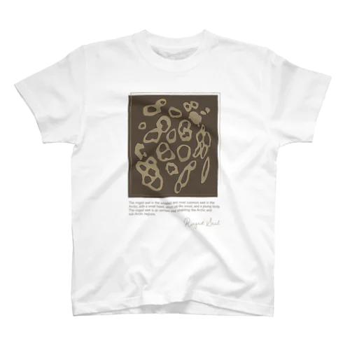 ワモン アザラシ 柄 ブラウン Ringed seal pattern Brown Regular Fit T-Shirt