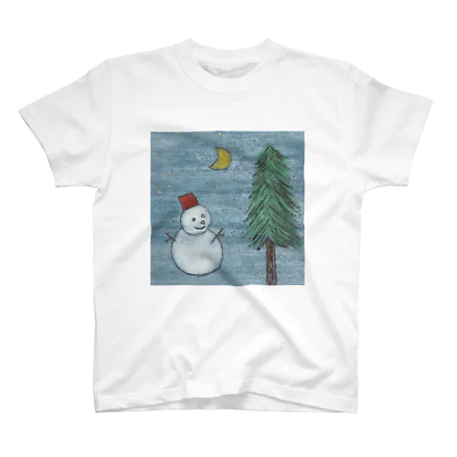 冬の夜空のもみの木と雪だるま⛄ Regular Fit T-Shirt