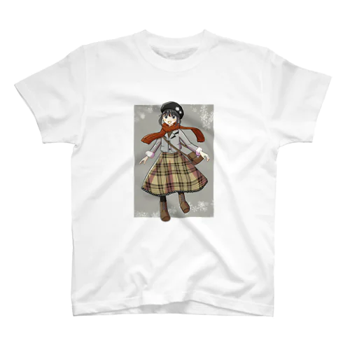 冬の装いの少女 Regular Fit T-Shirt