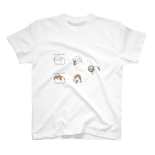 白うさぎからブロークンうさぎ（ロップ ）に変身！ スタンダードTシャツ