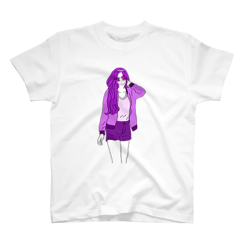 デジタル女の子紫 スタンダードTシャツ
