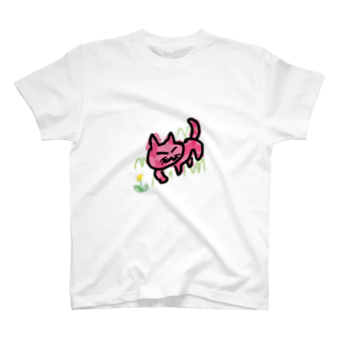 お外ピンクねこ スタンダードTシャツ