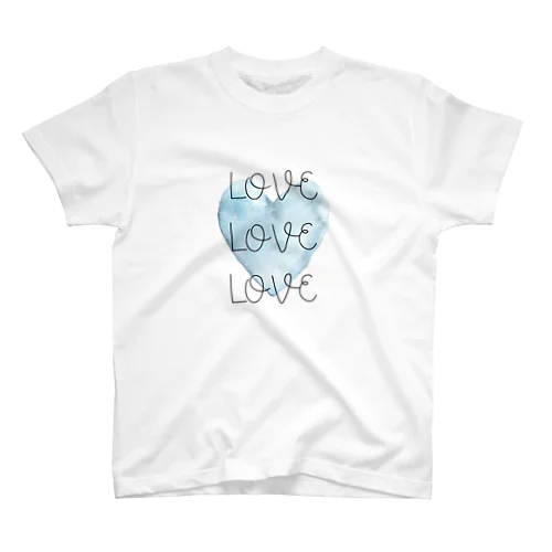 LOVELOVELOVE　ハート水色 スタンダードTシャツ