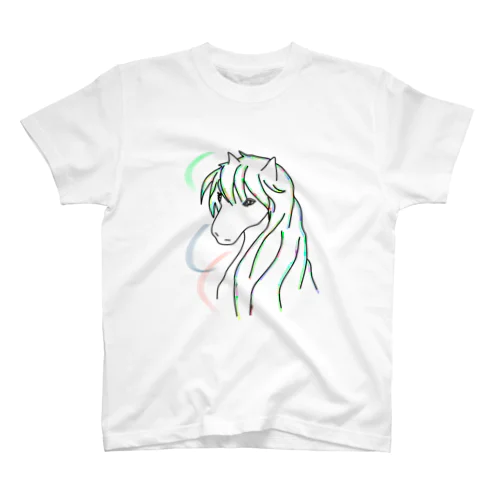 馬　カラフルラインアート　 スタンダードTシャツ