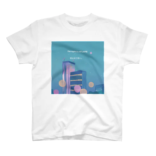 シティーポップのアルバムジャケット風ビル群 Regular Fit T-Shirt