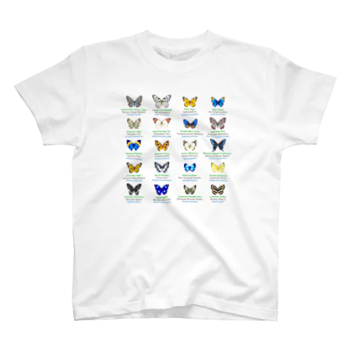 日本の蝶 Butterflies of Japan 2（南西諸島 Nansei Islands）★英名、和名、学名 [ライトカラー] スタンダードTシャツ