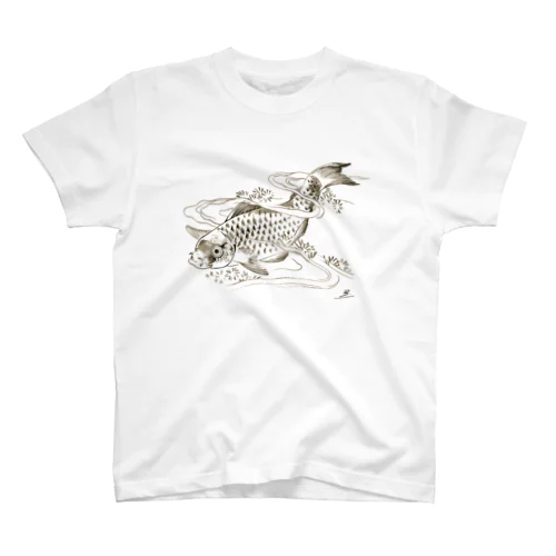 Poisson dans une vague.：波の中の魚。(b14506646) Regular Fit T-Shirt