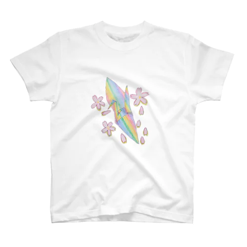 虹色の折り鶴と桜 スタンダードTシャツ