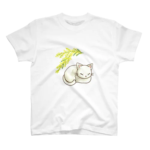 猫とミモザ Regular Fit T-Shirt