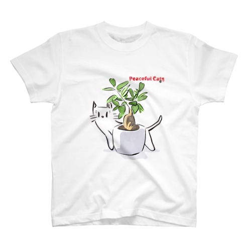 Peaceful Cats ガジュマル Regular Fit T-Shirt