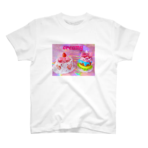 ピンクヒョウ柄ケーキとハンバーガー Regular Fit T-Shirt