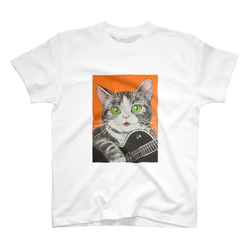 猫とギター スタンダードTシャツ