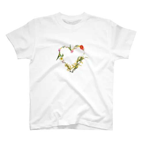 生花で花文字♡ハート Regular Fit T-Shirt