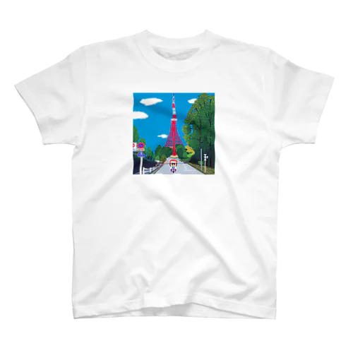 01ドット絵　ruruちゃん/三輪車でお散歩　東京タワー編 スタンダードTシャツ