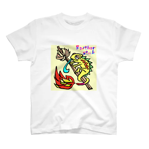 【Feather stick】七色カメレオン　夜空の星 Regular Fit T-Shirt