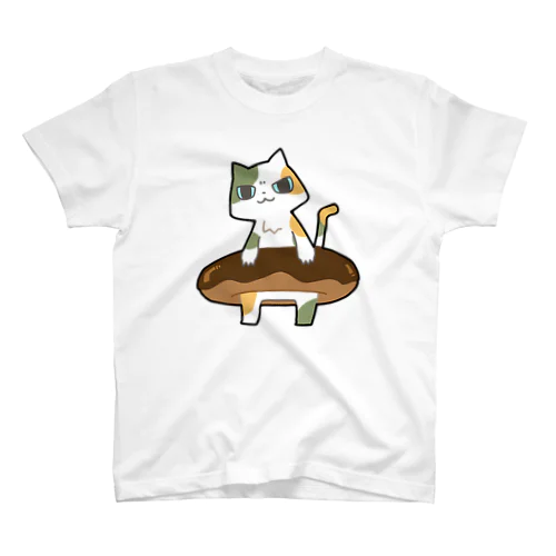 ドーナツをゲットしてご満悦の猫 スタンダードTシャツ