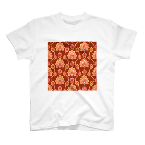 インド風の植物柄（オレンジ） スタンダードTシャツ