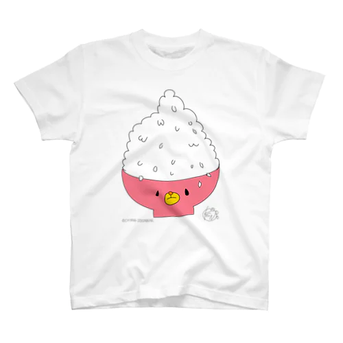 大盛りくまさん　ピンク担当のあの子にプレゼントしよう　個性派Tシャツ　かわいいTシャツ　くま　ごはん好き スタンダードTシャツ