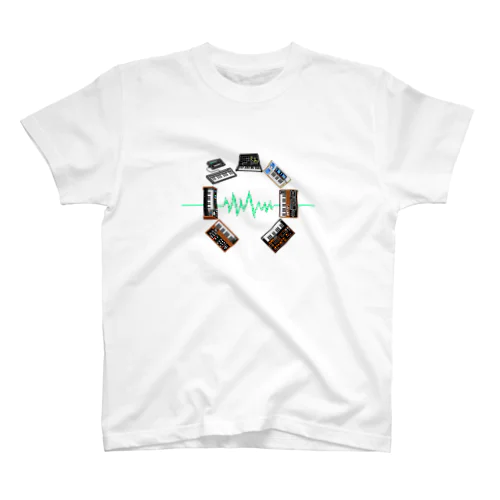 vintage synth pixel art (big rogo ver.) Regular Fit T-Shirt