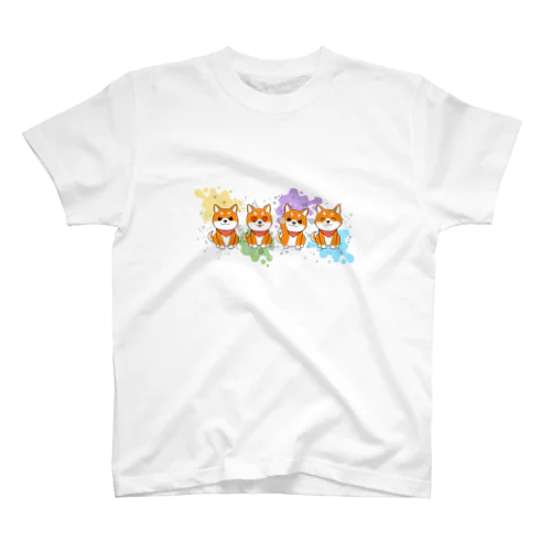 柴犬4匹 Regular Fit T-Shirt